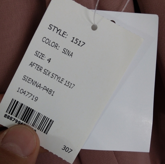 NWT AFTER SIX OFF-THE-SHOULDER CHIFFON TRUMPET GOWN WITH FRONT SLIT IN SIENNA 4 - Picture 4 of 5